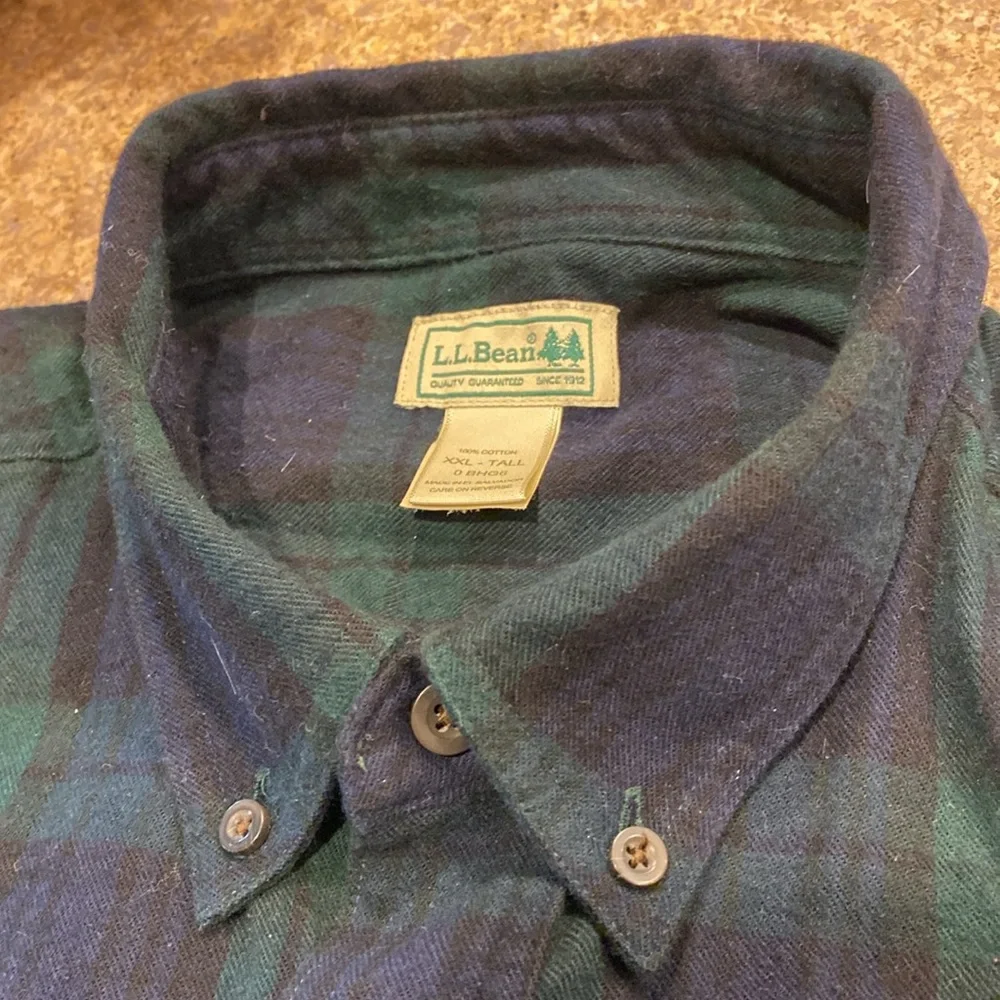 L.L. Bean Long Sleeve Plaid Flannel Cotton Shirt With FLAWS XXL Tall